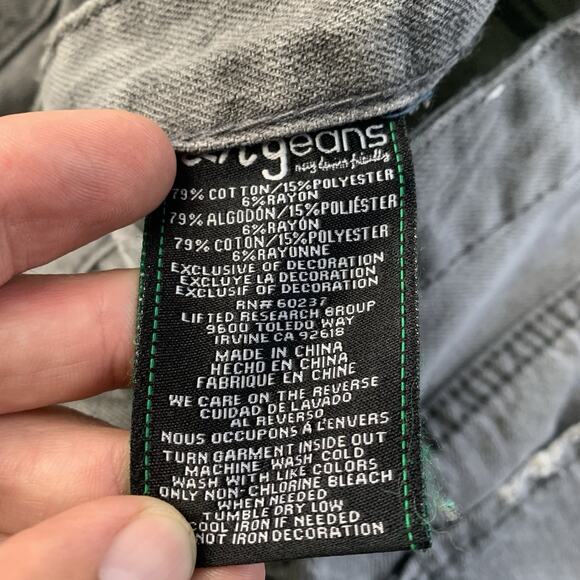 LRG Lifted Research Group Jeans Womens 16 (28x29.5) Gray Distressed Straight Leg - Picture 13 of 16